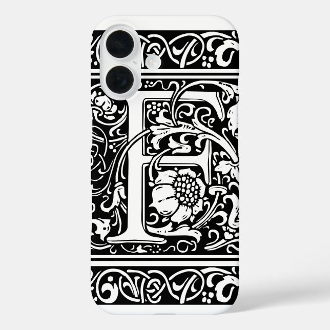 Coques Case-Mate iPhone Lettre F Monogramme médiéval Art Nouveau (Verso)
