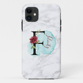 Case-Mate iPhone Case Lettre florale F de la marine Merlot personnalisée