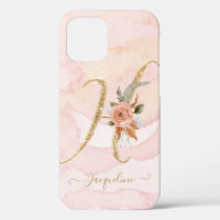 Lettre H Gold Script Monogramme Aquarelle Florale