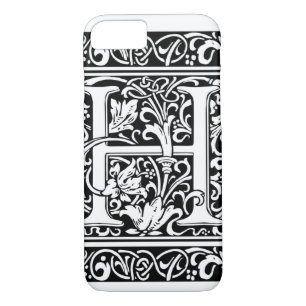 Coque iPhone 8/7 Lettre H Monogramme médiéval Art Nouveau