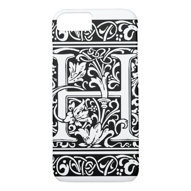 Coques Case-Mate iPhone Lettre H Monogramme médiéval Art Nouveau (Dos)