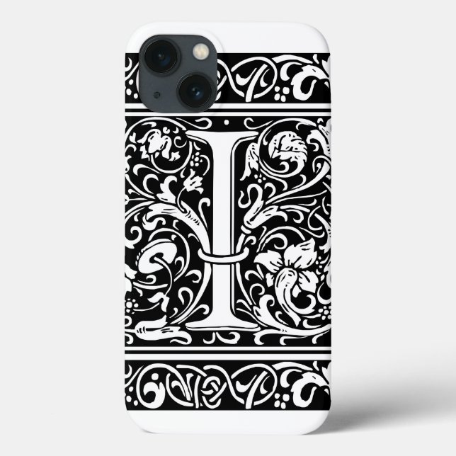 Coques Case-Mate iPhone Lettre I Monogramme médiéval Art Nouveau (Verso)