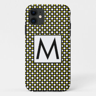 Case-Mate iPhone Case LETTRE INITIALE BLANCHE JAUNE Pois