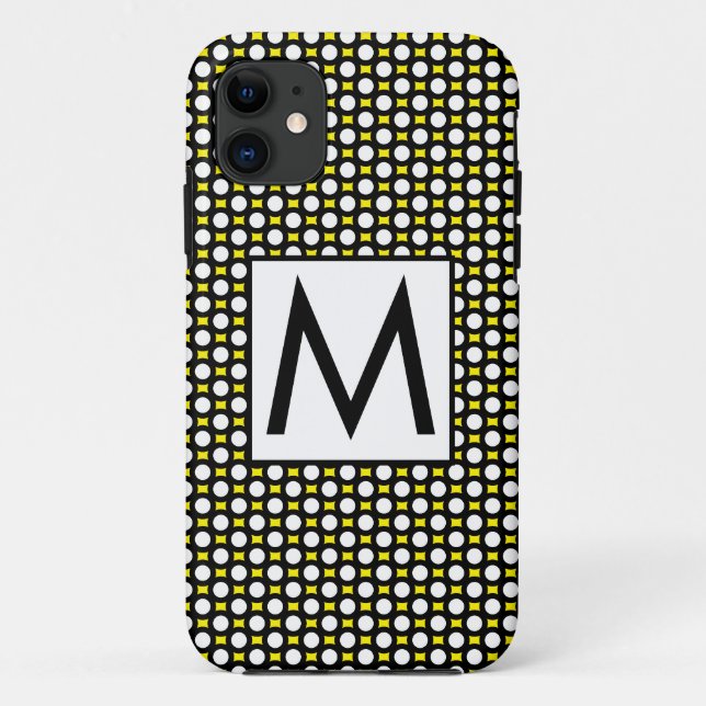 Coques Case-Mate iPhone LETTRE INITIALE BLANCHE JAUNE Pois (Dos)