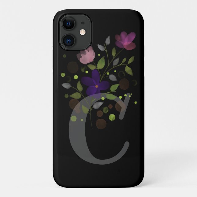 Coques Case-Mate iPhone Lettre initiale C Plus Design floral (Dos)