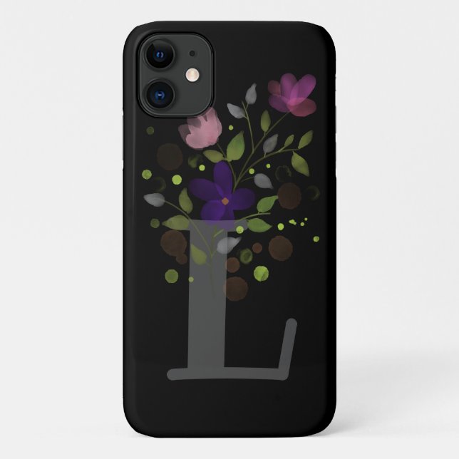 Coques Case-Mate iPhone Lettre initiale L Plus Floral Design (Dos)