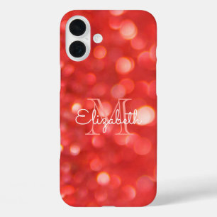 Coque Pour iPhone 16 Plus Lettre initiale Monogramme Coral Parties scintilla