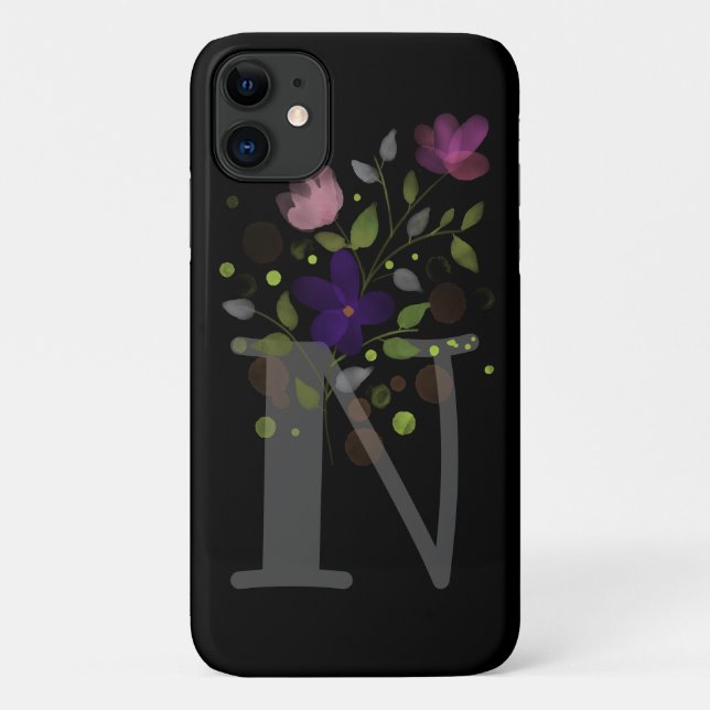 Coques Case-Mate iPhone Lettre initiale N Plus Design floral (Dos)