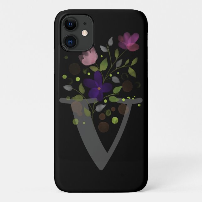 Coques Case-Mate iPhone Lettre initiale V Plus Design floral (Dos)