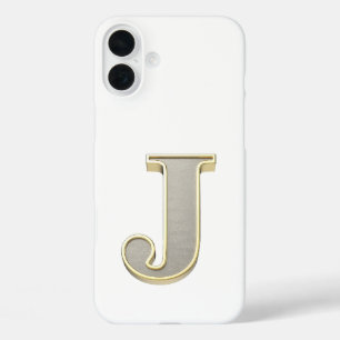 Coque Pour iPhone 16 Plus Lettre J avec une finition argent métallisé brilla