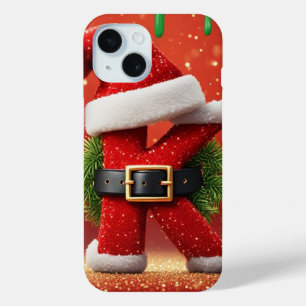 Coque Case-Mate iPhone Lettre K de Santa avec couronne de pin Éclairage d