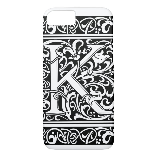 Coques Case-Mate iPhone Lettre K Monogramme médiéval Art Nouveau (Dos)