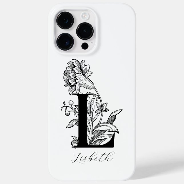 Coques Case-Mate iPhone Lettre L Monogramme Floral Botanique Nom        (Verso)