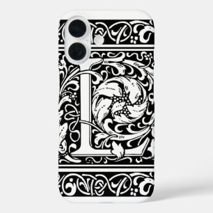 Coques iPhone 16 Lettre L Monogramme médiéval Art Nouveau