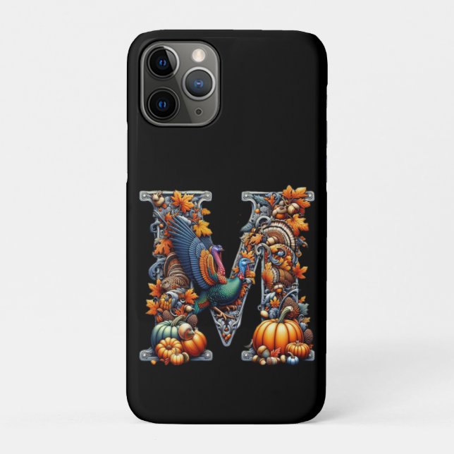 Coques Case-Mate iPhone Lettre m de style Thanksgiving  (Dos)
