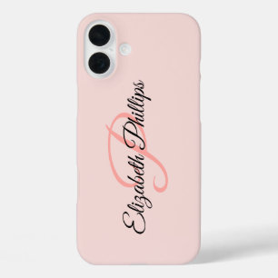 Coque Pour iPhone 16 Plus LETTRE MONOGRAPHIQUE Rose Fille Élégante