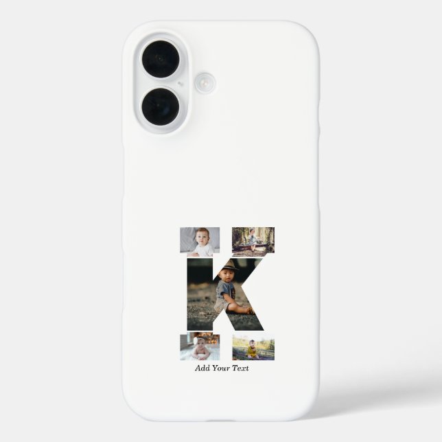 Coques Case-Mate iPhone Lettre noire et blanche K - Collage photo (Verso)