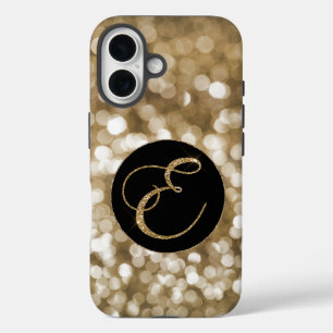 Coque Pour iPhone 16 LETTRE Parties scintillant or de Bokeh Dreamy E Mo