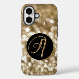 Coque Pour iPhone 16 LETTRE Parties scintillant or Dreamy Bokeh A Monog
