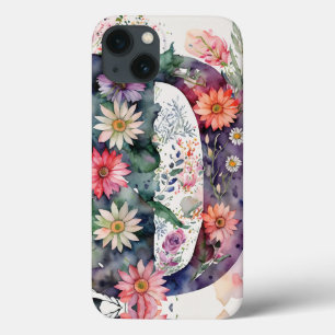 Case-Mate iPhone Case Lettre personnalisée D Elégante aquarelle florale