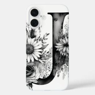 Coque Pour iPhone 16 Lettre personnalisée J Elégante aquarelle florale