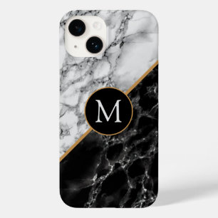 Coque Case-Mate iPhone Lettre personnalisée Monogramme Marque noir blanc