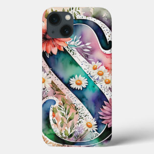 Case-Mate iPhone Case LETTRE PERSONNALISÉE S Elégante Aquarelle Florale