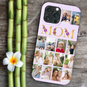 Case-Mate iPhone Case Lettres Fleuries Maman Or 14 Collage Photo Vertica