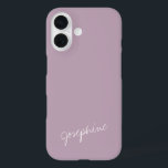 Coque Pour iPhone 16 Lettres minimalistes à la main Nom Dusty Lilac per<br><div class="desc">Lettres à la main minimaliste Nom Dusty Lilac Téléphone personnalisé</div>
