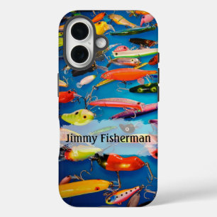 Coque Pour iPhone 16 Leurres de pêche colorés - Personnaliser le nom