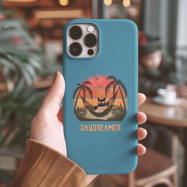 Coques Case-Mate iPhone L'évasion tropicale du Chat Cool (Daydreaming Cool Cat's Tropical Escape Case-Mate iPhone Case)