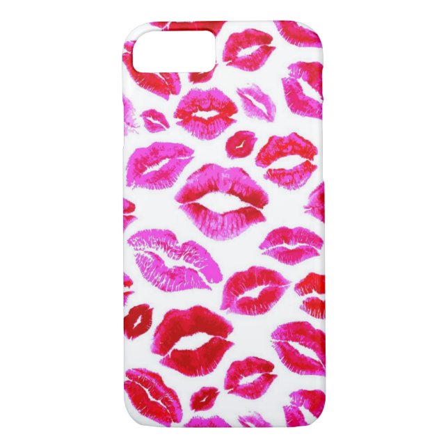 Coques Case-Mate iPhone Lèvres baiser de rouge à lèvres rose. Cute maquill (Dos)