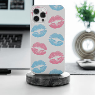 Coque Case-Mate iPhone Lèvres bleues et roses Motif, Baguette à lèvres, B