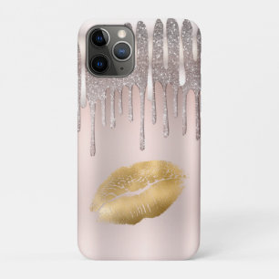 Case-Mate iPhone Case Lèvres Or Rose Glacé Paillettes Diamant Scintillem