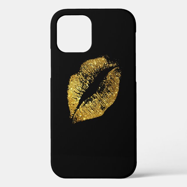 Coques Case-Mate iPhone Lèvres Pailletées Or #2 (Verso)