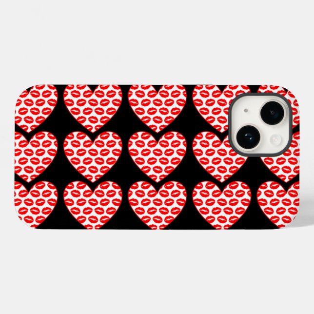 Coques Case-Mate iPhone Lèvres qui s'embrassent coeurs (Verso (horizontal))