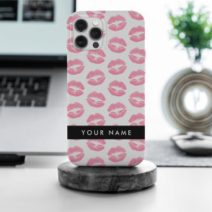 Coque Case-Mate iPhone Lèvres Roses, Baiser, Baguette à lèvres, Votre Nom