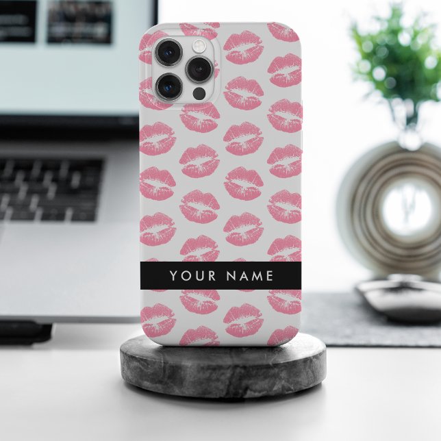 Coques Case-Mate iPhone Lèvres Roses, Baiser, Baguette à lèvres, Votre Nom (Créateur téléchargé)