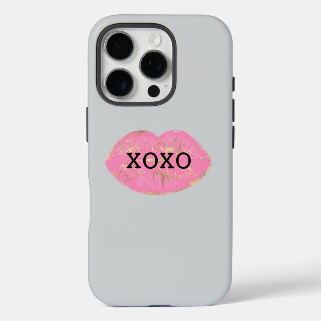 Coques Case-Mate iPhone Lèvres roses Kiss XOXO (Verso)