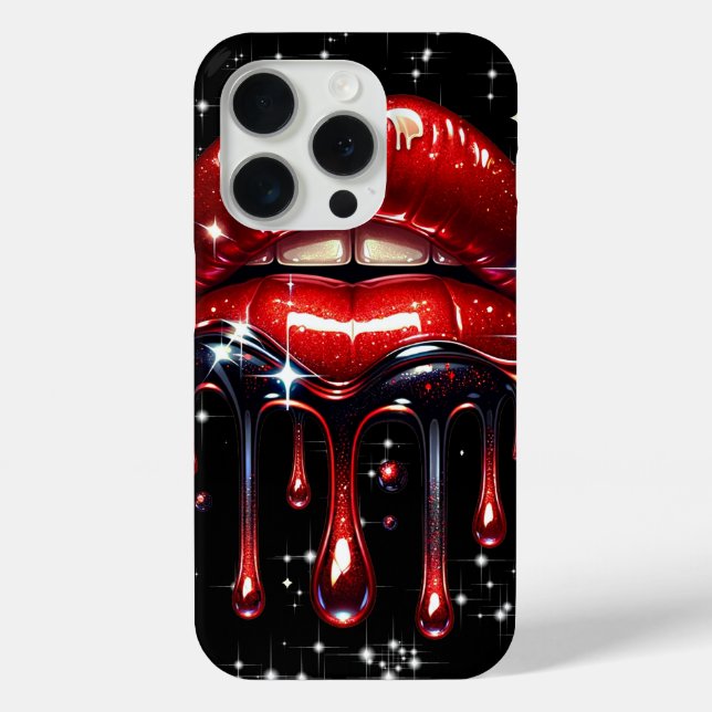 Coques Case-Mate iPhone Lèvres Rouges Dégoulinantes de Paillettes Glamour  (Verso)