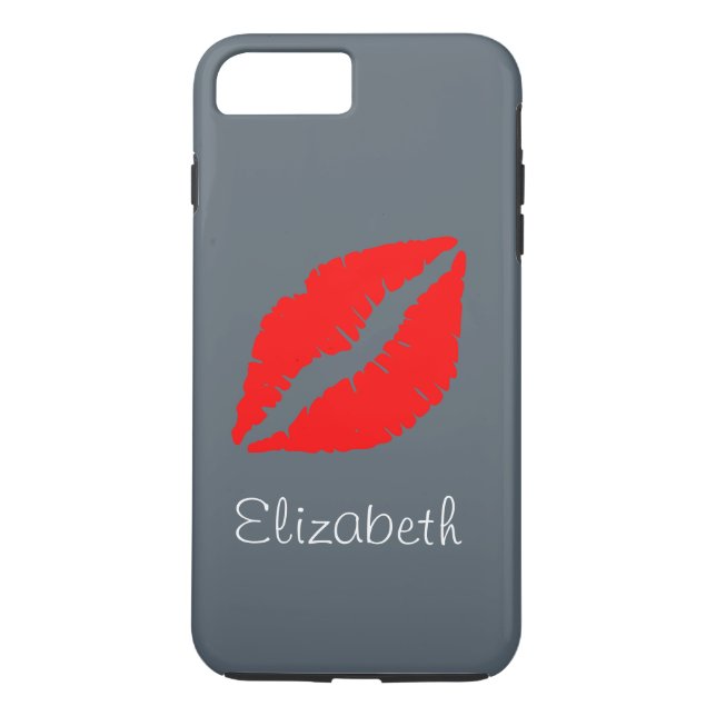 Coques Case-Mate iPhone Lèvres rouges gris personnalisées simples (Dos)