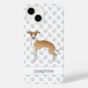 Coque Case-Mate iPhone Lévrier Italien Fauve Et Blanc Avec Nom Personnali