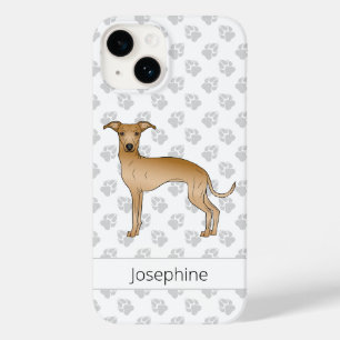 Coque Case-Mate iPhone Lévrier Italien Fauve Mignon Avec Nom Personnalisé