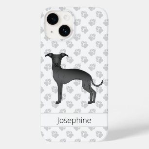 Coque Case-Mate iPhone Lévrier Italien Noir Chien Mignon Avec Nom Personn