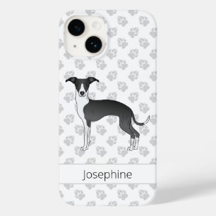 Coque Case-Mate iPhone Lévrier Italien Noir Et Blanc Avec Nom Personnalis