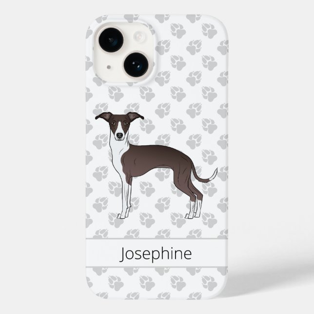 Coques Case-Mate iPhone Lévrier Italien Seal Et Blanc Avec Nom Personnalis (Verso)