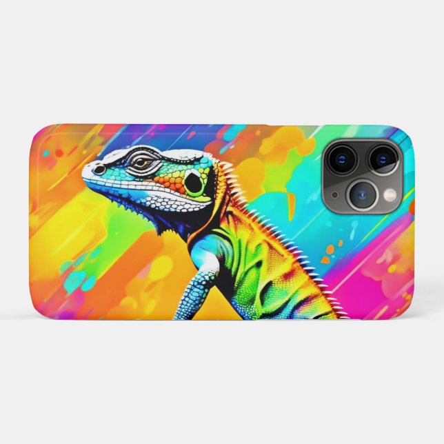 Coques Case-Mate iPhone Lézard à échelle néon (Dos (Horizontal))