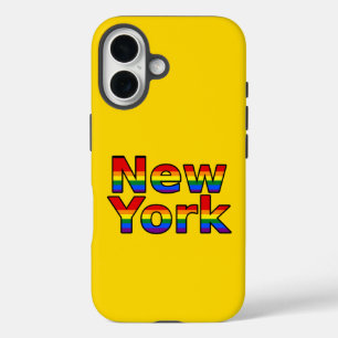 Coque Pour iPhone 16 LGBT New York Rainbow text