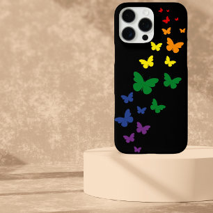 Coque iPhone 16 Pro Max LGBTQ - Sentier à papillons arc-en-ciel