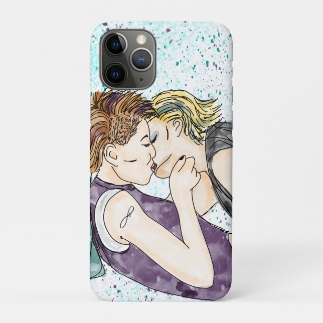 Coques Case-Mate iPhone LGBTQIA+ Femmes Kisser Aquarelle Art (Dos)